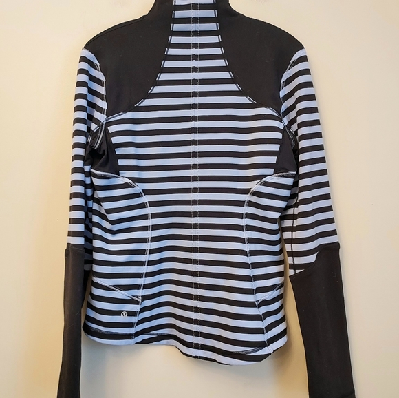 Lululemon Forme Striped Black Purple Jacket Size 12 Zip Front Lulu - Picture 12 of 13